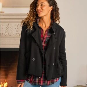 Frank & Eileen Mini Belfast Crop Knit Peacoat - Black